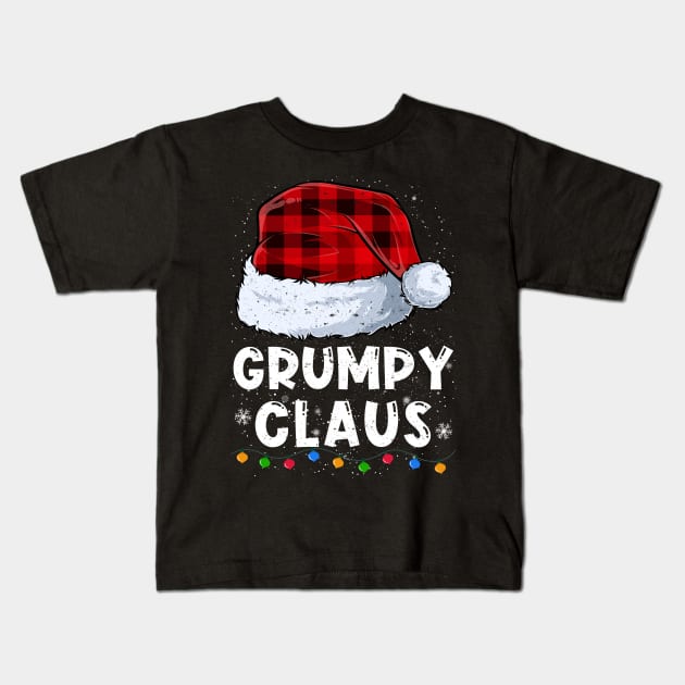 Grumpy Claus Red Plaid Christmas Santa Family Matching Pajama Kids T-Shirt by tabaojohnny